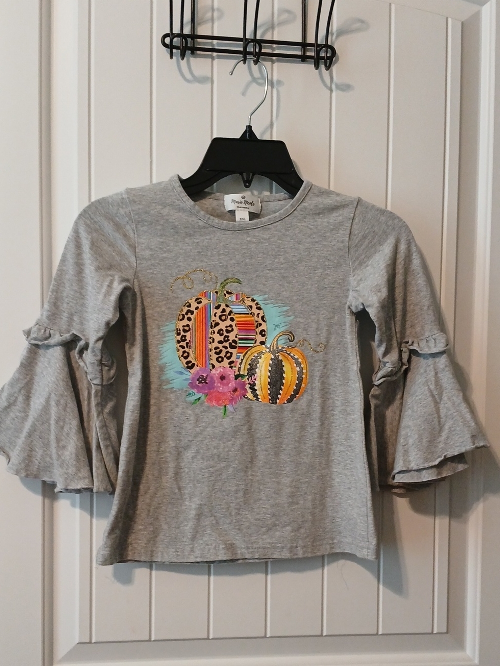 Marie Nicole Clothing 
Girls Autumn Print Ruffle Sleeve Top XXL Like New